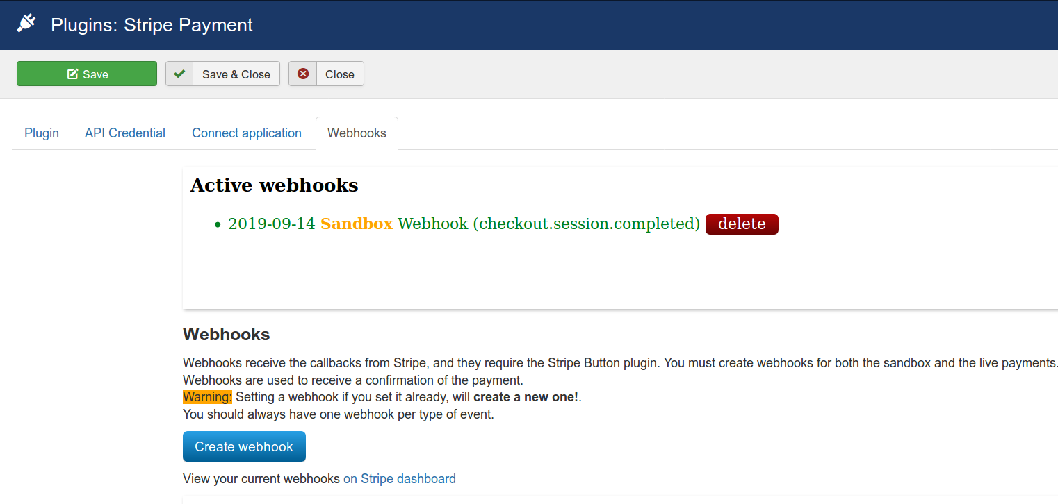webhooks settings